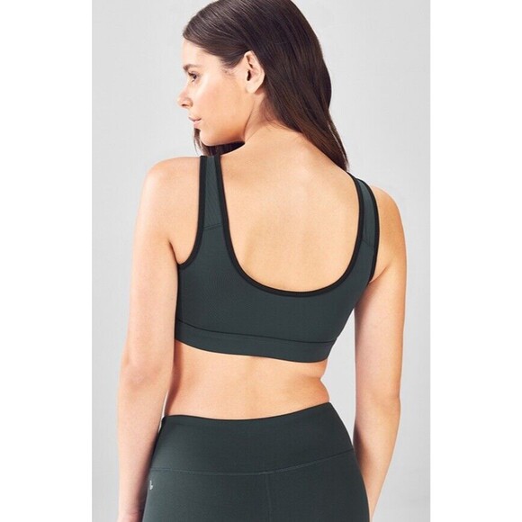 NWT Fabletics Veronica Everglade Green (Dark Green) Black Lace UP Bra Size Small - Picture 7 of 7